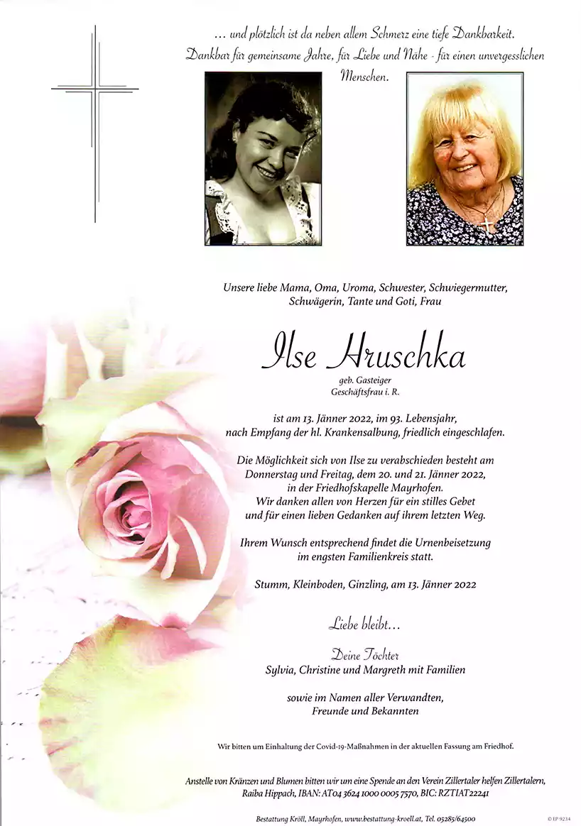 Parte von Ilse Hruschka